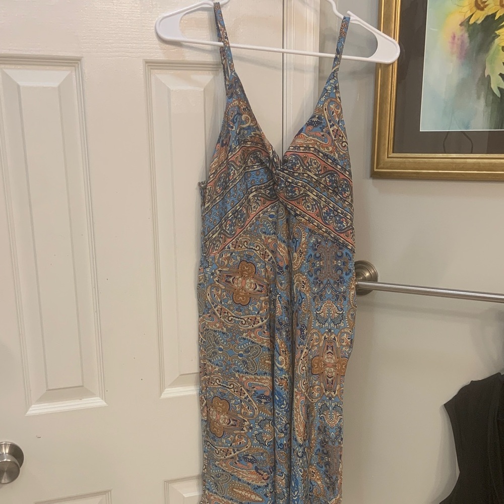 India Boutique Blue and Brown Paisley Midi Dress